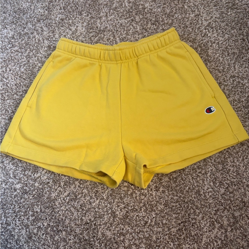 Champion Women's Bright Yellow Terry Athletic Shorts